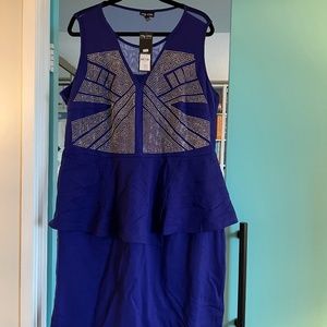 Royal Blue Peplum Dress with Accented Bodice